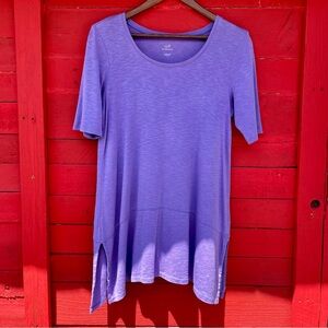 🟥 J. Jill Pima Cotton dipped hem half sleeve scoop neck top